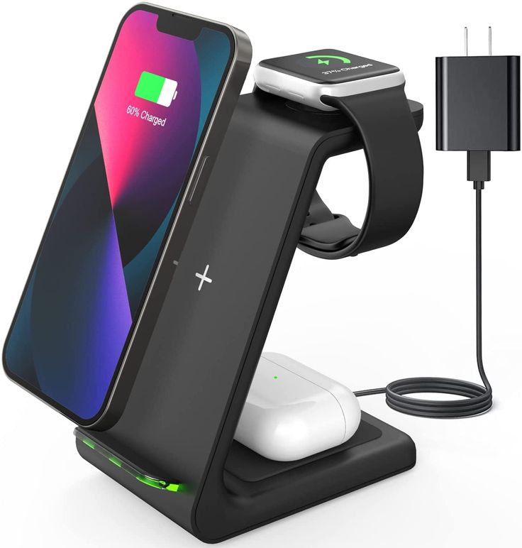 HATALKIN 3 en 1 Estación de Carga Inalámbrica Rápido Compatible para Apple Múltiple Productos para Apple Watch Ultra 8 7 SE 6 5 4 3 para AirPods Pro/2 para iPhone 14 13 12 11 Pro MAX/X/XS/XR 8 Negro