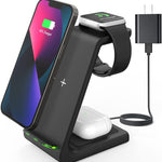 HATALKIN 3 en 1 Estación de Carga Inalámbrica Rápido Compatible para Apple Múltiple Productos para Apple Watch Ultra 8 7 SE 6 5 4 3 para AirPods Pro/2 para iPhone 14 13 12 11 Pro MAX/X/XS/XR 8 Negro