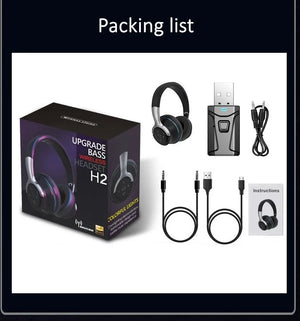 Tv Bluetooth Headphones Wireless Headphon with Mic USB Adaptor Headset Noise Canceling Stereo Foldable Bass for TV Earphone