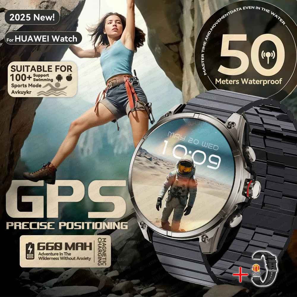 New For Huawei Ultra Hot sale GPS SmartWatch Men AMOLED HD Precise GPS Compass BT Call Health Monitor 5ATM Waterproof SWIM Watch