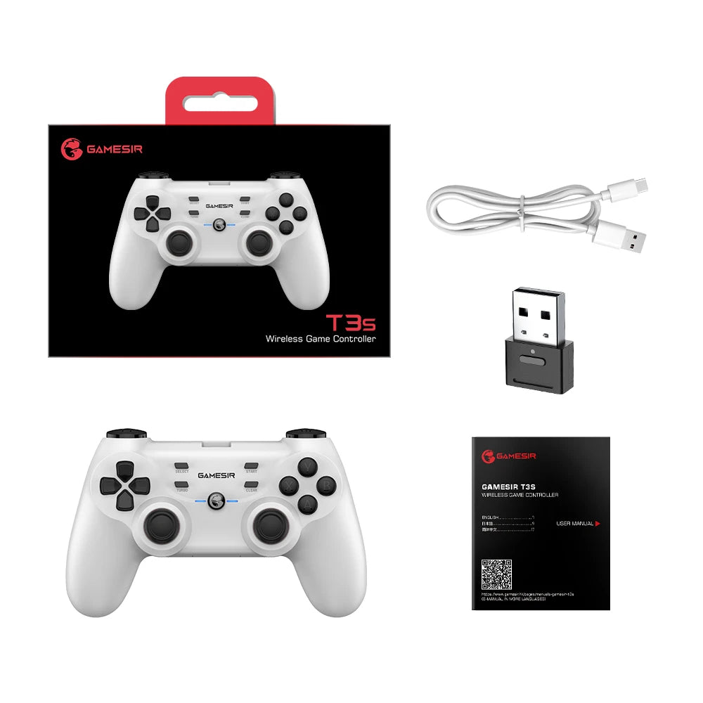 GameSir T3s White Bluetooth Wireless Gamepad Switch Game Controller for Nintendo Switch Android Smartphone Apple iPhone and PC