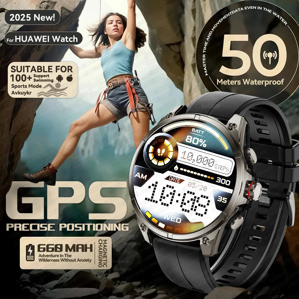 New For Huawei Ultra Hot sale GPS SmartWatch Men AMOLED HD Precise GPS Compass BT Call Health Monitor 5ATM Waterproof SWIM Watch