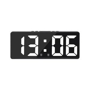 LED Digital Alarm Clock Voice-activated Mirror Double Alarm Clock Bedside Clock Temperature Snooze Electronic Watch Date Display