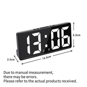 LED Digital Alarm Clock Voice-activated Mirror Double Alarm Clock Bedside Clock Temperature Snooze Electronic Watch Date Display