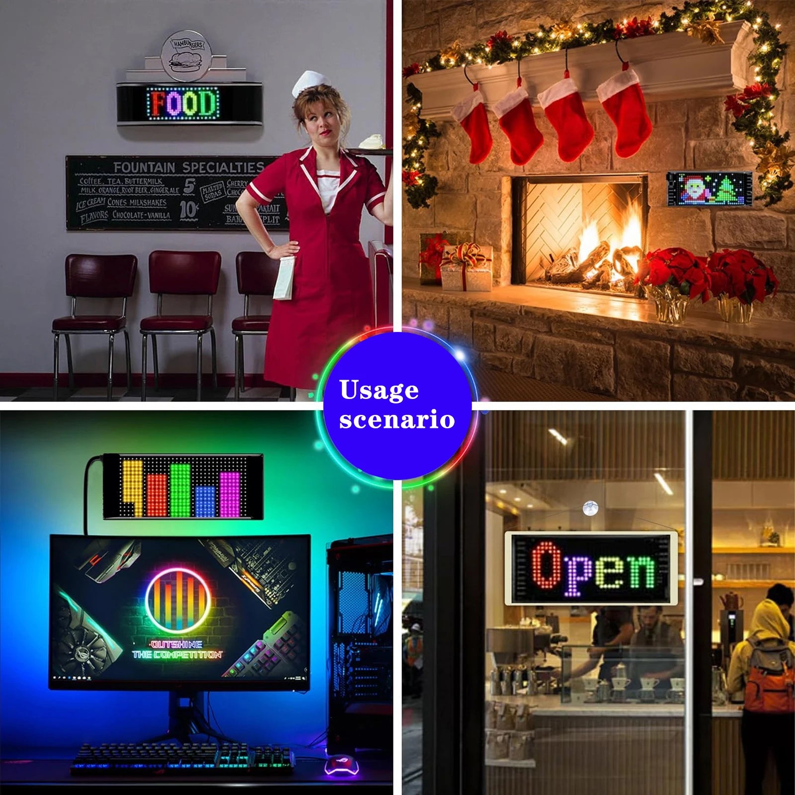 Car LED Matrix Pixel Panel DIY RGB Lighting Graffiti Scrolling Text Board Windshield Advertising Screen Bluetooth APP Control