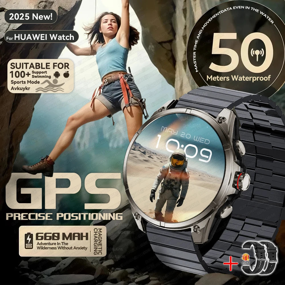 New For Huawei Ultra Hot sale GPS SmartWatch Men AMOLED HD Precise GPS Compass BT Call Health Monitor 5ATM Waterproof SWIM Watch