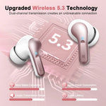 Wireless Earbuds, Bluetooth 5.3 Headphones Sports Headphones In Ear with 4 ENC Noise Cancelling Mic, 40H Playback , LED Display.