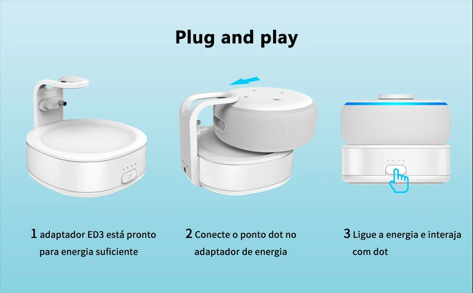 Fanxoo Echo Dot 3 rd Gen Power Battery Base Adapter For Alexa Speaker Docking Station Rechargeable Battery Power Bank Play 10H
