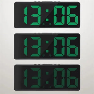 LED Digital Alarm Clock Voice-activated Mirror Double Alarm Clock Bedside Clock Temperature Snooze Electronic Watch Date Display