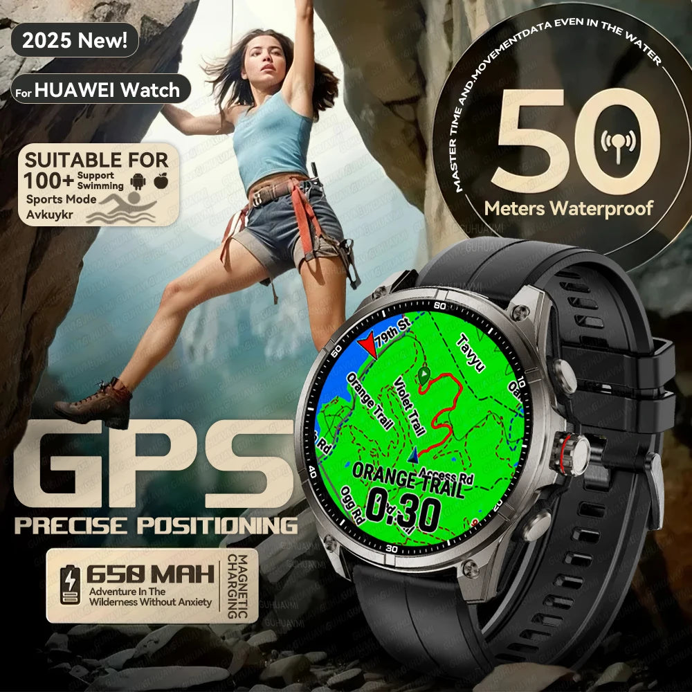 New For Huawei Ultra Hot sale GPS SmartWatch Men AMOLED HD Precise GPS Compass BT Call Health Monitor 5ATM Waterproof SWIM Watch