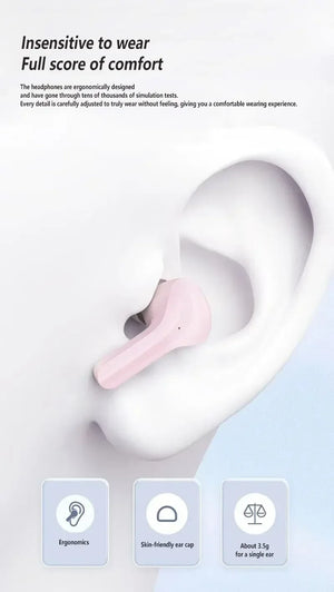 Original T2 Wireless Bluetooth Earphone Transparent HIFI Headphones LED Power Digital Display Stereo Sound Earphones for Xiaomi