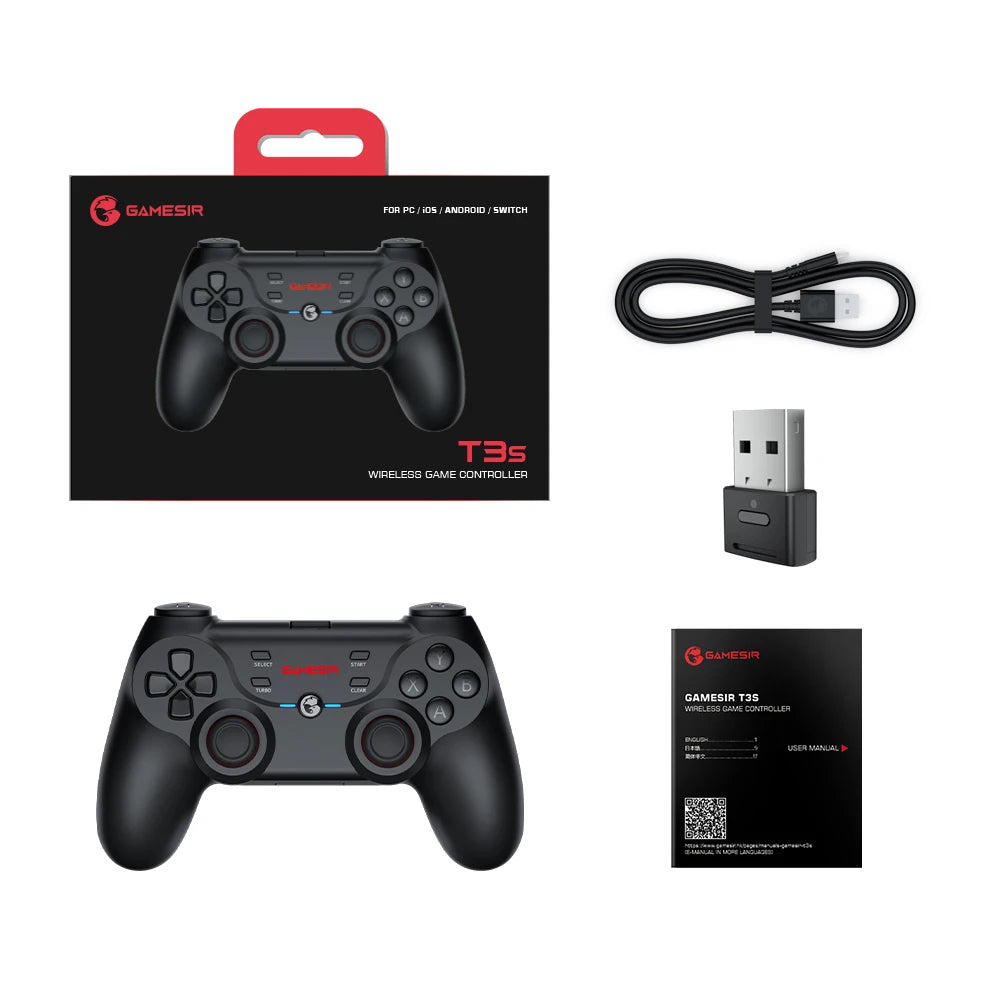 GameSir T3s White Bluetooth Wireless Gamepad Switch Game Controller for Nintendo Switch Android Smartphone Apple iPhone and PC