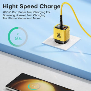 ASOMETECH 35W GaN Charger LED Display QC3.0 30W 25W PD PPS Quick Charge USB Type C Charger For iPhone 14 Pro Samsung S23 Xiaomi