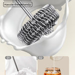Wireless Milk Frother Electric Type-C Handheld Blender Stainless Steel Mini Coffee Maker Whisk Mixer For Coffee Cappuccino Cream