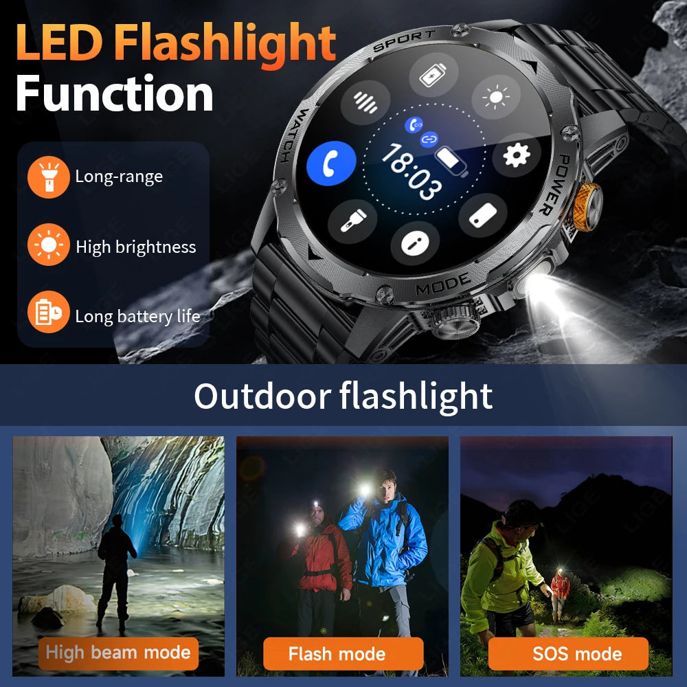 LIGE 1000 mAh Smart Watch 1.7 Inch Screen Bluetooth Call Voice Assistant Watch Sports Fitness IP68 Waterproof Smartwatch For Men