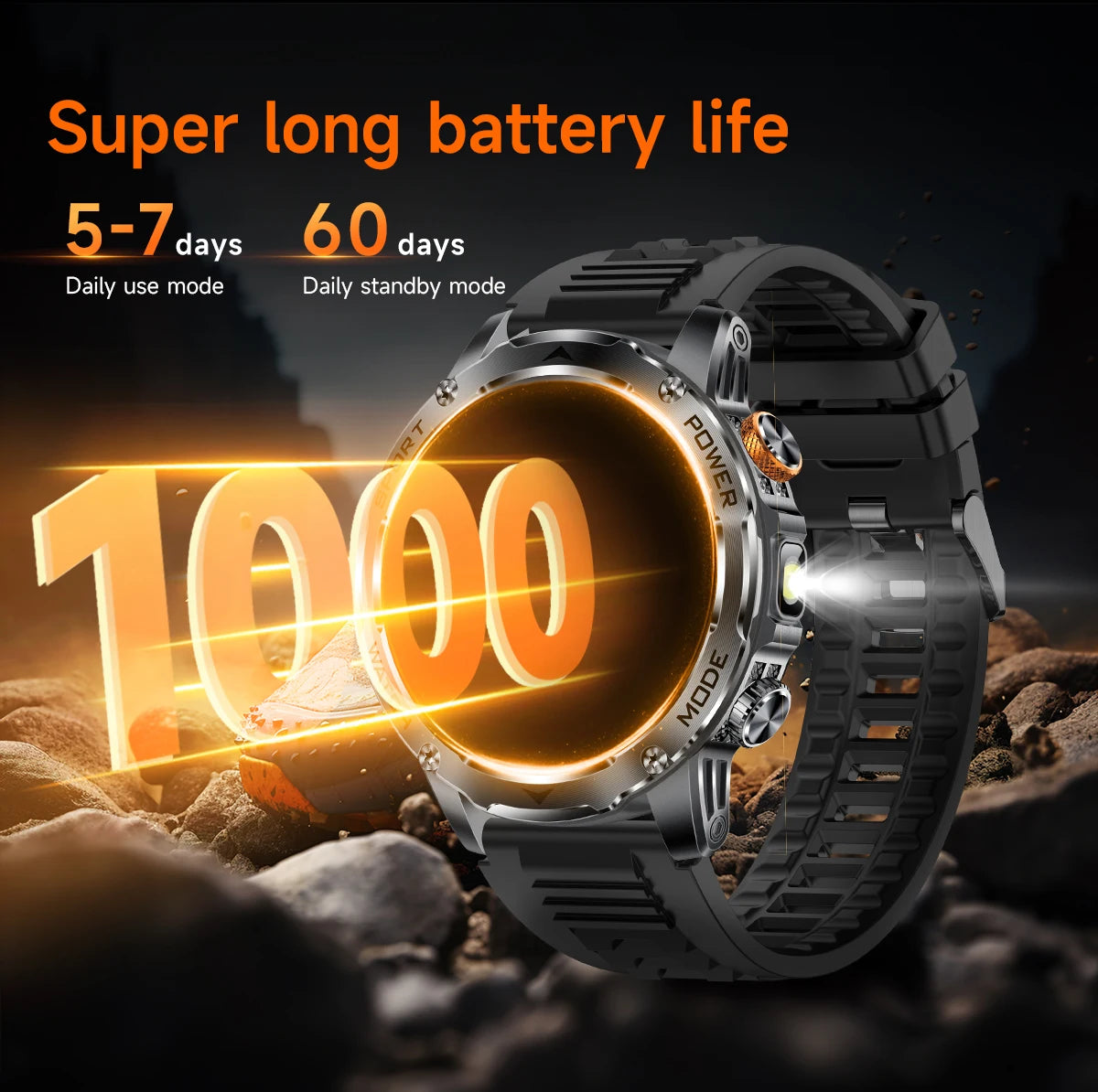 LIGE 1000 mAh Smart Watch 1.7 Inch Screen Bluetooth Call Voice Assistant Watch Sports Fitness IP68 Waterproof Smartwatch For Men