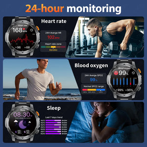 LIGE 1000 mAh Smart Watch 1.7 Inch Screen Bluetooth Call Voice Assistant Watch Sports Fitness IP68 Waterproof Smartwatch For Men