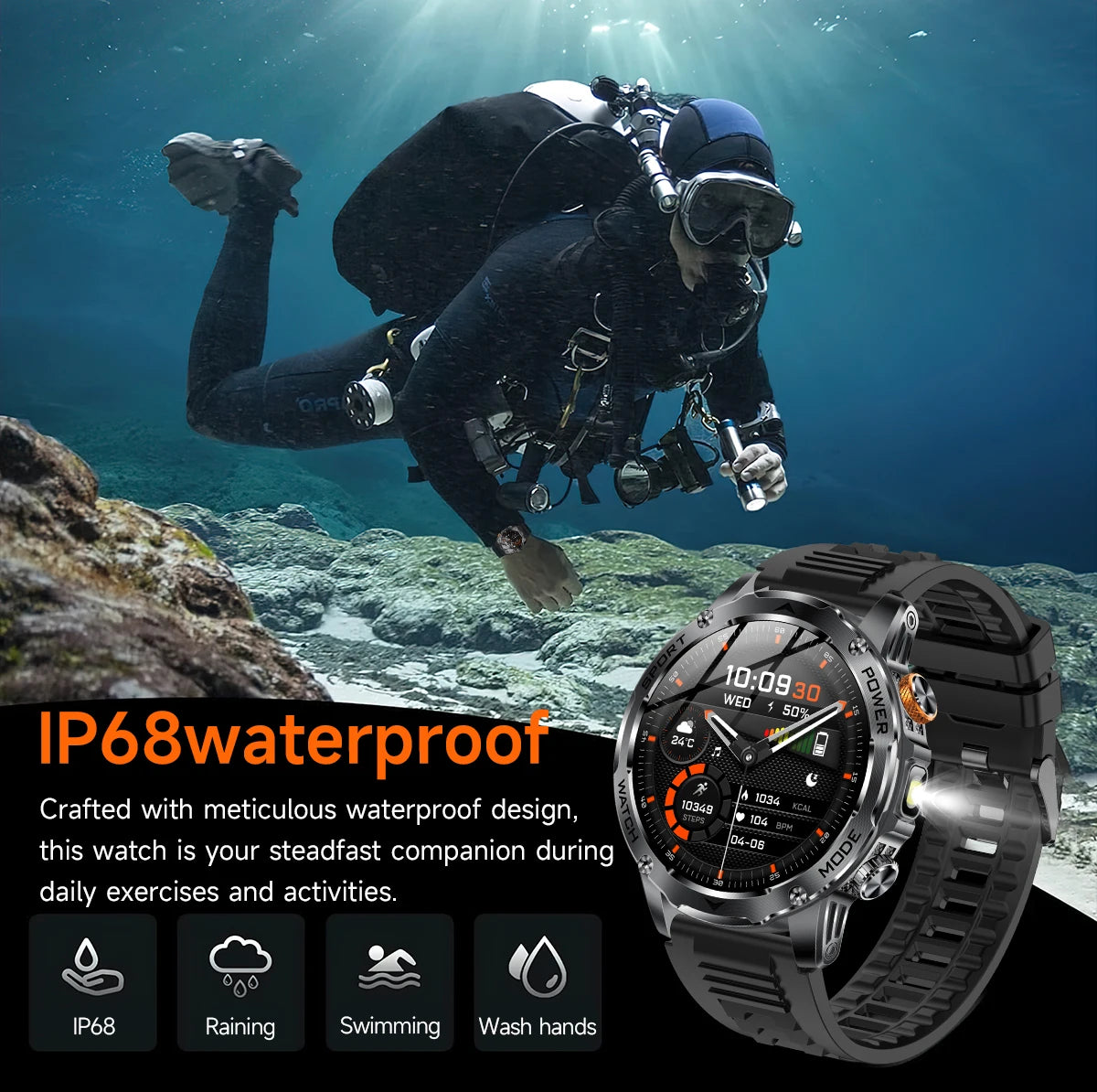 LIGE 1000 mAh Smart Watch 1.7 Inch Screen Bluetooth Call Voice Assistant Watch Sports Fitness IP68 Waterproof Smartwatch For Men