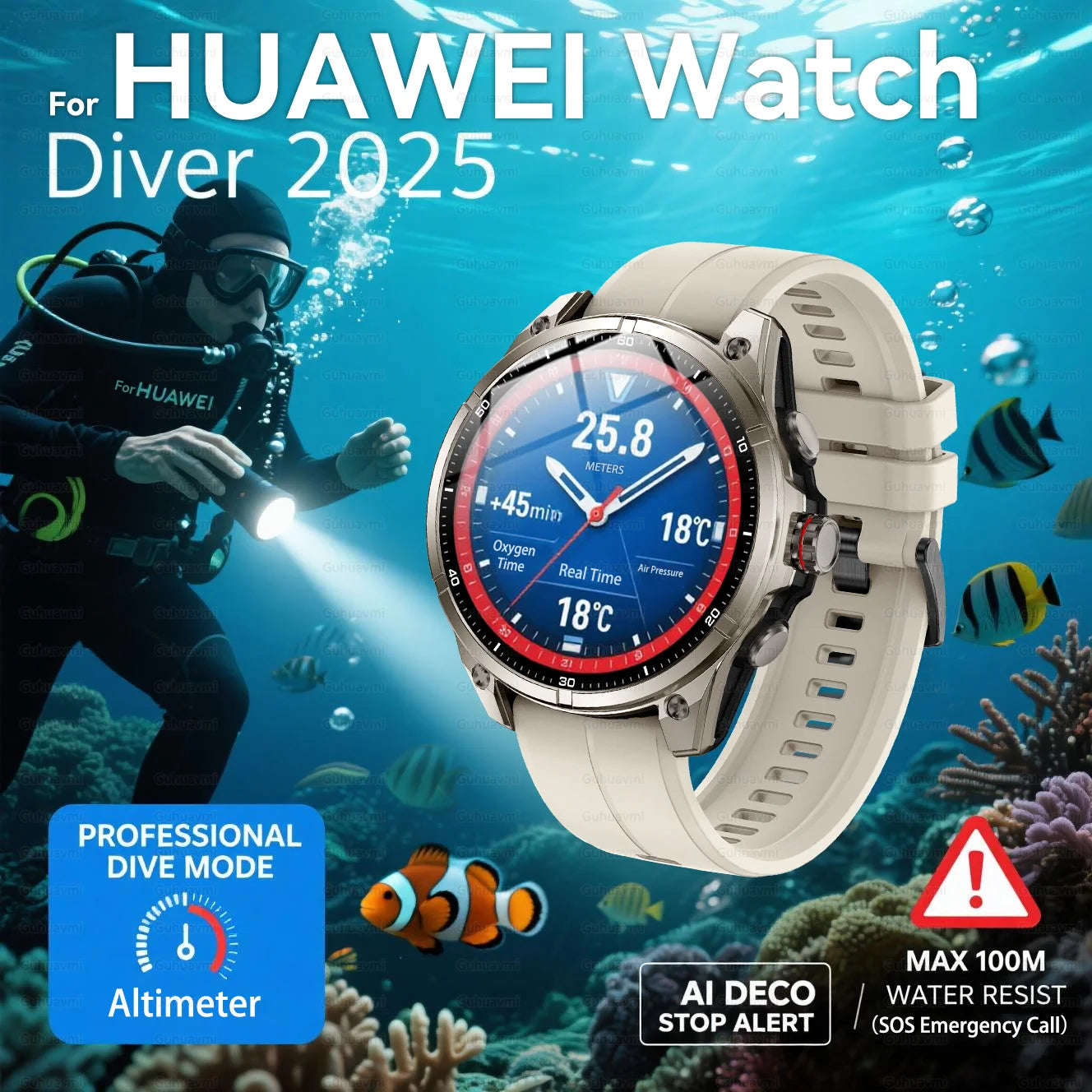 New For Huawei Ultra Hot sale GPS SmartWatch Men AMOLED HD Precise GPS Compass BT Call Health Monitor 5ATM Waterproof SWIM Watch