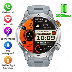 LIGE 1000 mAh Smart Watch 1.7 Inch Screen Bluetooth Call Voice Assistant Watch Sports Fitness IP68 Waterproof Smartwatch For Men