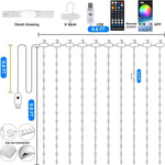 Smart LED Curtain Lights, 3mx3m 300Leds USB String Lights with Bluetooth App Timer ,Music Sync Christmas Curtain String Outdoor