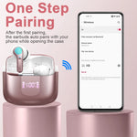 Wireless Earbuds, Bluetooth 5.3 Headphones Sports Headphones In Ear with 4 ENC Noise Cancelling Mic, 40H Playback , LED Display.