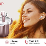 Wireless Earbuds, Bluetooth 5.3 Headphones Sports Headphones In Ear with 4 ENC Noise Cancelling Mic, 40H Playback , LED Display.