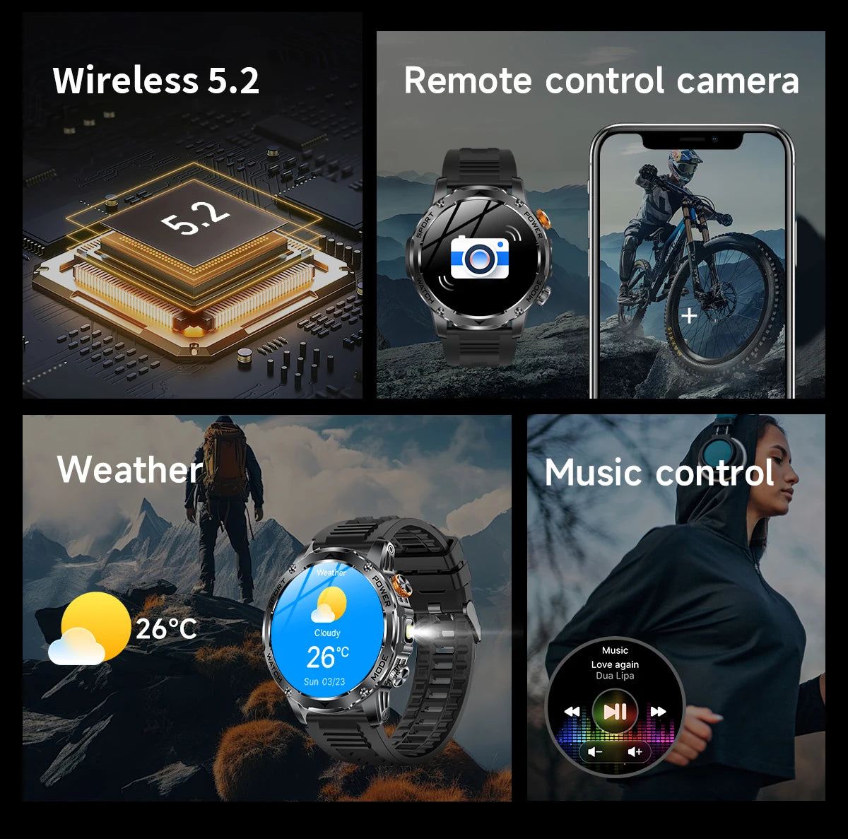 LIGE 1000 mAh Smart Watch 1.7 Inch Screen Bluetooth Call Voice Assistant Watch Sports Fitness IP68 Waterproof Smartwatch For Men