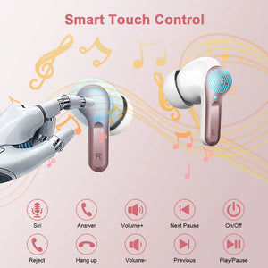 Wireless Earbuds, Bluetooth 5.3 Headphones Sports Headphones In Ear with 4 ENC Noise Cancelling Mic, 40H Playback , LED Display.