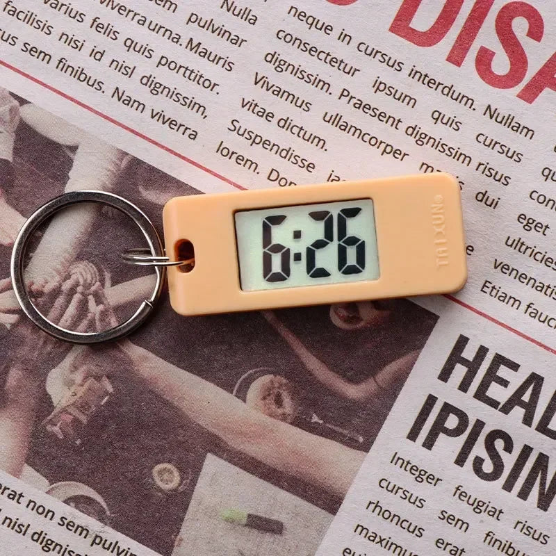 Electronic Clock Keychain Mini Electronic Neutral Student Elliptical Watch Digital Time Display Wall Clock Keychain  Led Clock