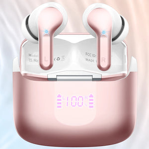 Wireless Earbuds, Bluetooth 5.3 Headphones Sports Headphones In Ear with 4 ENC Noise Cancelling Mic, 40H Playback , LED Display.