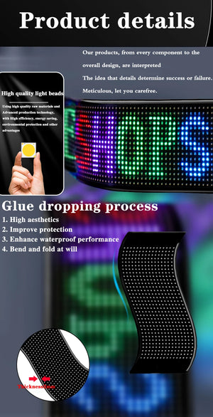 Car LED Matrix Pixel Panel DIY RGB Lighting Graffiti Scrolling Text Board Windshield Advertising Screen Bluetooth APP Control