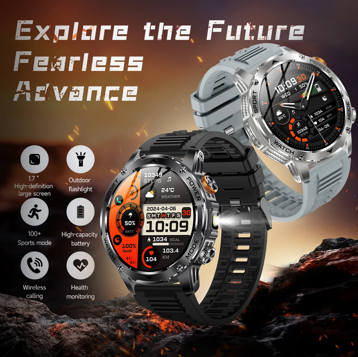 LIGE 1000 mAh Smart Watch 1.7 Inch Screen Bluetooth Call Voice Assistant Watch Sports Fitness IP68 Waterproof Smartwatch For Men