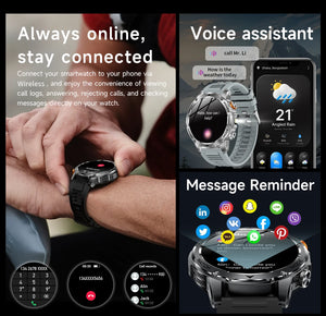 LIGE 1000 mAh Smart Watch 1.7 Inch Screen Bluetooth Call Voice Assistant Watch Sports Fitness IP68 Waterproof Smartwatch For Men