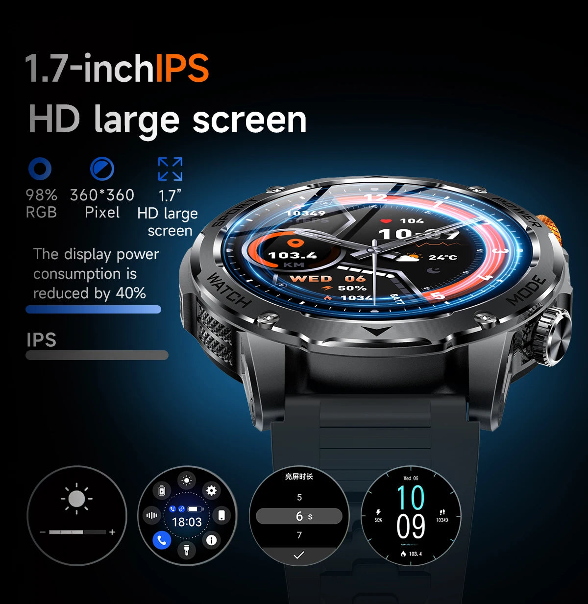 LIGE 1000 mAh Smart Watch 1.7 Inch Screen Bluetooth Call Voice Assistant Watch Sports Fitness IP68 Waterproof Smartwatch For Men