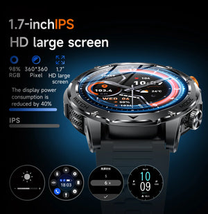 LIGE 1000 mAh Smart Watch 1.7 Inch Screen Bluetooth Call Voice Assistant Watch Sports Fitness IP68 Waterproof Smartwatch For Men