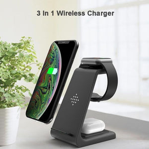 HATALKIN 3 en 1 Estación de Carga Inalámbrica Rápido Compatible para Apple Múltiple Productos para Apple Watch Ultra 8 7 SE 6 5 4 3 para AirPods Pro/2 para iPhone 14 13 12 11 Pro MAX/X/XS/XR 8 Negro