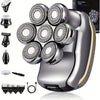 Men'S Electric Head Shaver Razor - Rechargeable Cordless Hair Shaving Razors for Bald Man 6 in 1 Wet Dry Beard Trimmer Body Hair Cutting Clipper Grooming Kit 7 Rotary Heads (Gray) - Power Supply: USB Charging (built-in Batter